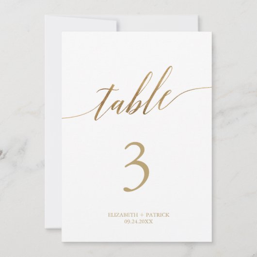 Elegant Gold Calligraphy 5x7-inch Weddentable Numb (Achterkant)