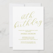 Elegant Gold Calligraphy 60th Birthday Kaart (Voorkant)