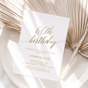 Elegant Gold Calligraphy 60th Birthday Kaart