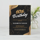 Elegant Gold Calligraphy 60th Birthday Kaart (Staand voorkant)