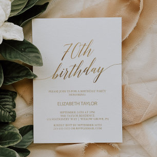 Elegant Gold Calligraphy 70th Birthday Kaart