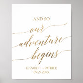 Elegant Gold Calligraphy Adventure start Sign Poster (Voorkant)