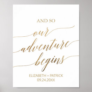Elegant Gold Calligraphy Adventure start Sign Poster
