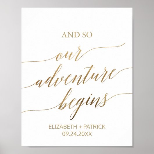 Elegant Gold Calligraphy Adventure start Sign Poster (Voorkant)