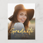 Elegant Gold Calligraphy Afstuderen Aankondigingskaart (Voorkant)