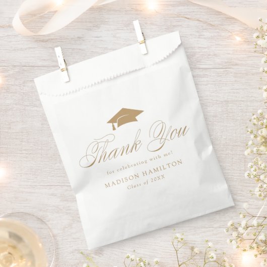 Elegant Gold Calligraphy Afstuderen Hartelijk dank Bedankzakje (Geknipt)