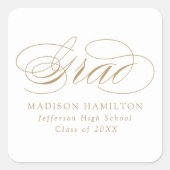 Elegant Gold Calligraphy Afstuderen Vierkante Sticker (Voorkant)
