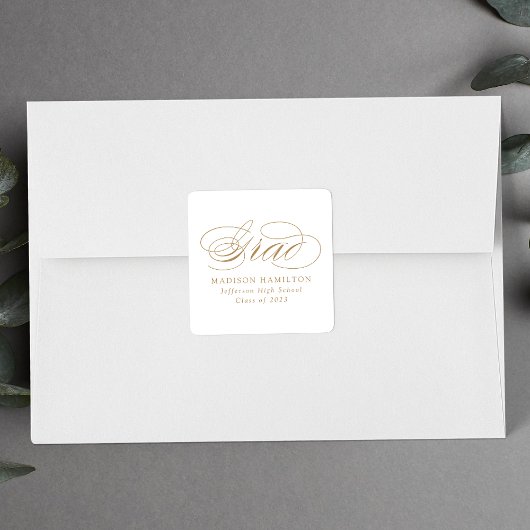 Elegant Gold Calligraphy Afstuderen Vierkante Sticker