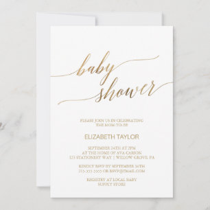 Elegant Gold Calligraphy Baby shower Kaart