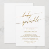 Elegant Gold Calligraphy Baby Sprinkle Kaart (Voorkant / Achterkant)