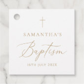 Elegant Gold Calligraphy Baptism Bedankjes Labels (Voorkant)