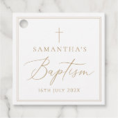 Elegant Gold Calligraphy Baptism Bedankjes Labels (Voorkant)