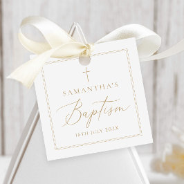 Elegant Gold Calligraphy Baptism Bedankjes Labels