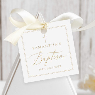 Elegant Gold Calligraphy Baptism Bedankjes Labels