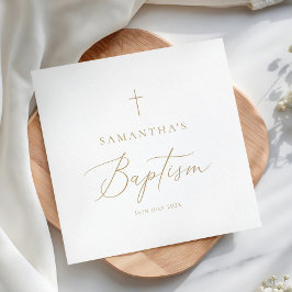 Elegant Gold Calligraphy Baptism Servet