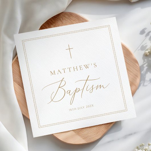 Elegant Gold Calligraphy Baptism Servet