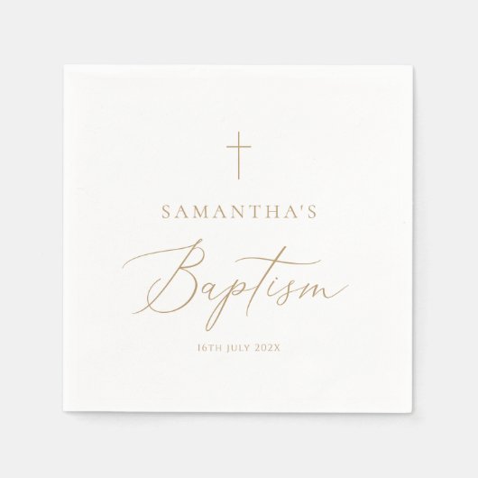 Elegant Gold Calligraphy Baptism Servet (Voorkant)