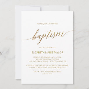 Elegant Gold Calligraphy Baptisme Kaart
