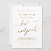 Elegant Gold Calligraphy Bat Mitzvah Kaart (Voorkant)