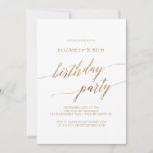 Elegant Gold Calligraphy Birthday Party Kaart (Voorkant)
