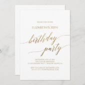 Elegant Gold Calligraphy Birthday Party Kaart (Voorkant / Achterkant)