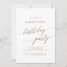 Elegant Gold Calligraphy Birthday Party Kaart