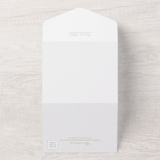 Elegant Gold Calligraphy Black Wedding All In One Uitnodiging (Buitenkant)