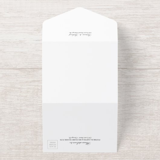 Elegant Gold Calligraphy Black Wedding All In One Uitnodiging (Buiten)