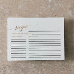 Elegant Gold Calligraphy Bridal Recipe Kaarten<br><div class="desc">Deze elegante goudkalligrafierrecept-kaarten zijn een geweldige manier om de bruid-to-be te voorzien van alle recepten die ze als nieuwe vrouw nodig heeft! Het eenvoudige ontwerp is voorzien van een minimalistische kaart met romantische en faux gouden folie-typografie. Het mooie aan deze dubbelzijdige kaarten is dat er genoeg ruimte is voor langere...</div>