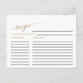 Elegant Gold Calligraphy Bridal Recipe Kaarten (Voorkant)