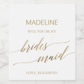 Elegant Gold Calligraphy Bridesmaid Voorstel Wijn Etiket (Enkel label)