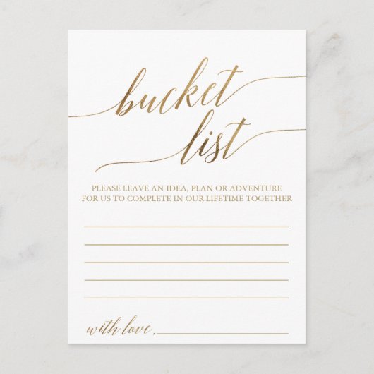 Elegant Gold Calligraphy Bucket List Kaarten (Voorkant)