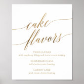 Elegant Gold Calligraphy Cake Flavors Sign. Poster (Voorkant)