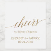 Elegant Gold Calligraphy "Cheers" Wine Labels Wijn Etiket (Enkel label)