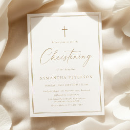 Elegant Gold Calligraphy Christening Kaart