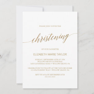Elegant Gold Calligraphy Christening Kaart