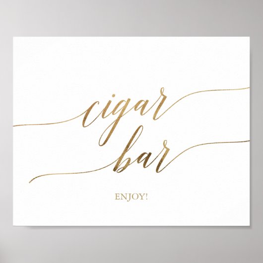Elegant Gold Calligraphy Cigar Bar Horizontal Poster (Voorkant)