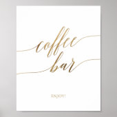 Elegant Gold Calligraphy Coffee Bar Sign. Poster (Voorkant)
