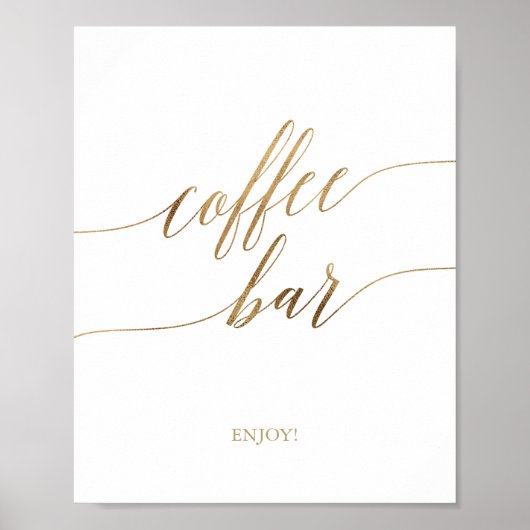 Elegant Gold Calligraphy Coffee Bar Sign. Poster (Voorkant)