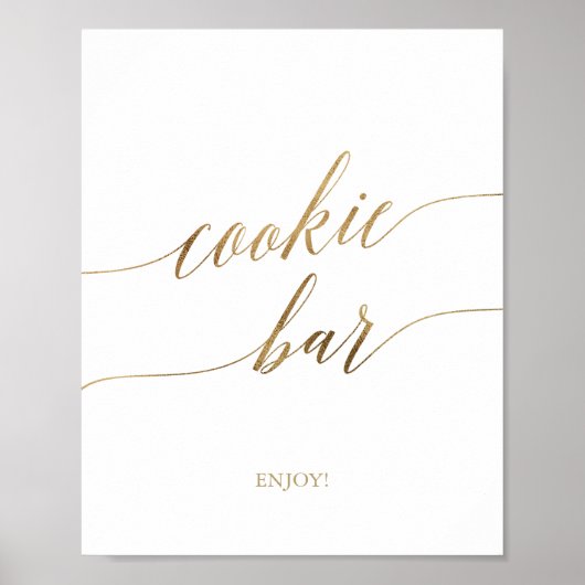 Elegant Gold Calligraphy Cookie Bar Sign Poster (Voorkant)