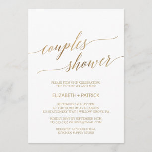 Elegant Gold Calligraphy Couples Shower Kaart