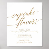 Elegant Gold Calligraphy Cupcake Flavors Sign Poster (Voorkant)