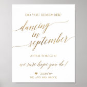 Elegant Gold Calligraphy Dansin September Sign. Poster (Voorkant)