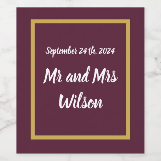 Elegant Gold Calligraphy Dark Paarse Wine Labels Wijn Etiket (Enkel label)