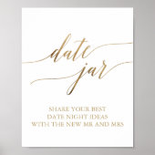 Elegant Gold Calligraphy Date Jar Sign Poster (Voorkant)