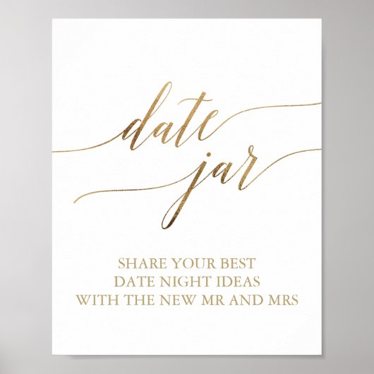 Elegant Gold Calligraphy Date Jar Sign Poster (Voorkant)
