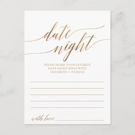 Elegant Gold Calligraphy Date Night Idee Kaarten (Voorkant)