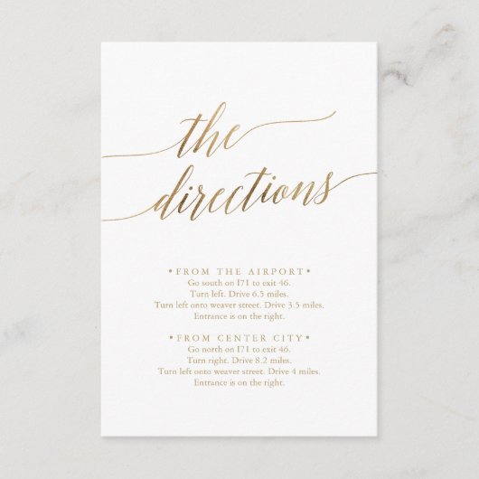 Elegant Gold Calligraphy Direction Enclosure Kaart (Voorkant)