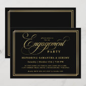 Elegant Gold Calligraphy Engagement Party Kaart (Voorkant / Achterkant)