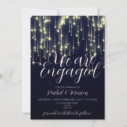 Elegant Gold Calligraphy Engagement Party Kaart (Voorkant)
